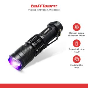 TaffLED Senter LED 395nm Ultraviolet + Baterai + Charger + Box Pocketman P1