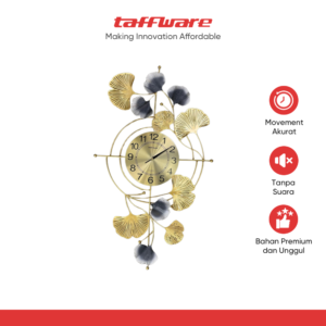TaffHOME Jam Dinding Elegan Ginkgo Biloba Silent Movement 81.5cm – 2305